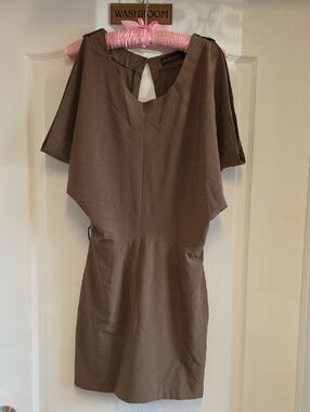 Boxy Taupe Mini Dress with Keyhole Back By Pink Violet PRICE IS FIRM